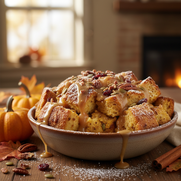 Autumn Pumpkin Bread Pudding Delight recipe