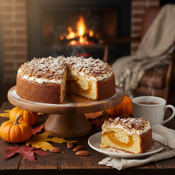 Autumn Pumpkin Sour Cream Coffee Cake recipe