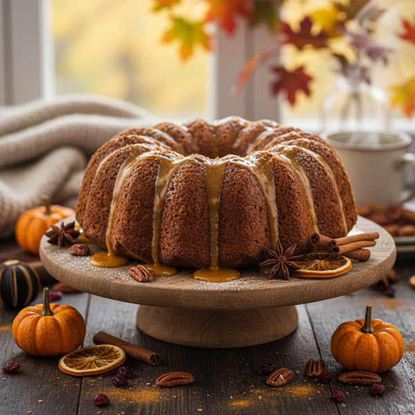 Autumn Spice Pumpkin Oat Bundt Cake recipe