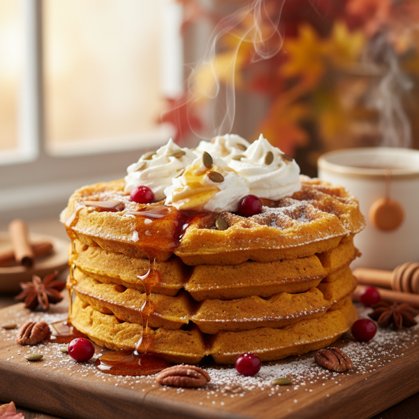 Autumn Spice Pumpkin Waffles recipe