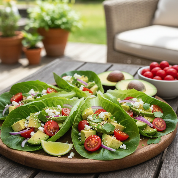 Avocado and Tomato Cos Lettuce Wraps recipe