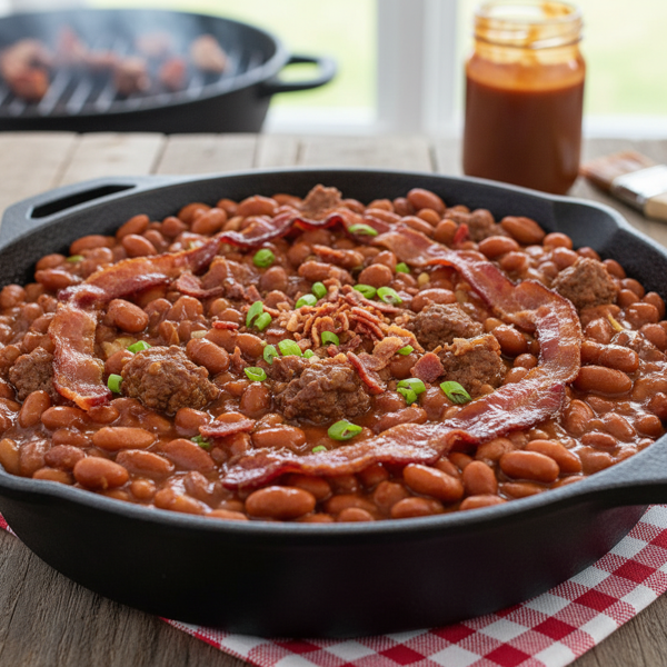 BBQ Bacon & Hamburger Baked Beans recipe