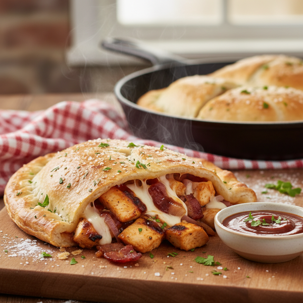 BBQ Chicken and Bacon Calzones recipe