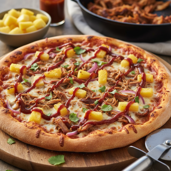 BBQ Pulled Pork Pizza Delight with Pineapple recipe