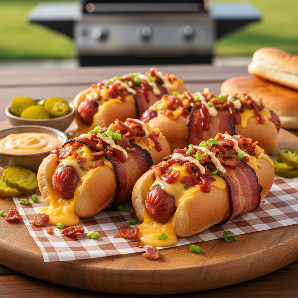 Bacon-Cheese Stuffed Hot Dogs recipe