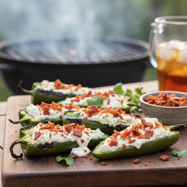 Bacon-Cream Cheese Stuffed Grilled Jalapenos recipe