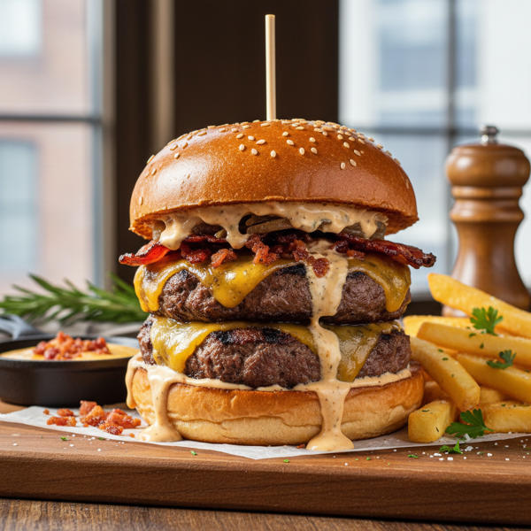 Bacon-Melt Double Stuffed Burgers recipe