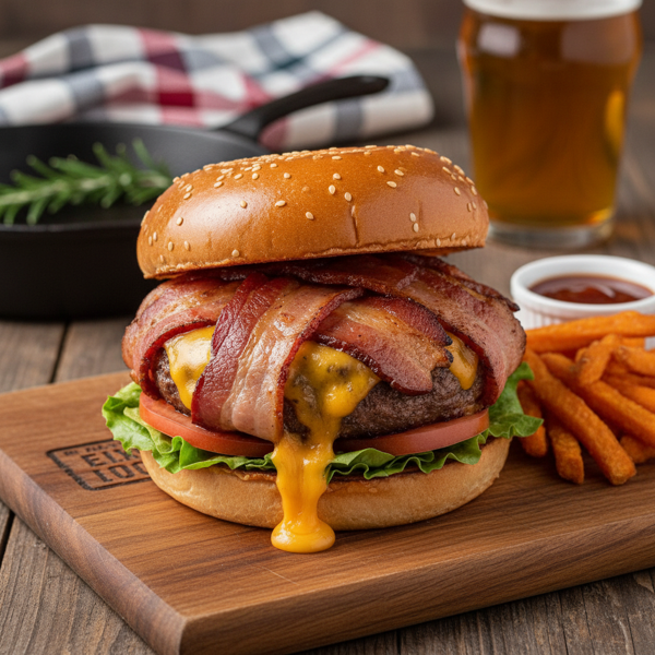 Bacon-Wrapped Cheddar Cheeseburgers recipe