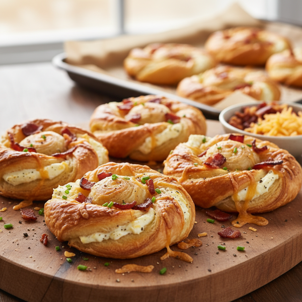 Bacon Cheddar Cream Cheese Twists recipe