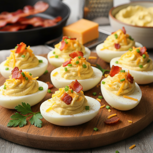 Bacon Cheddar Deviled Eggs recipe