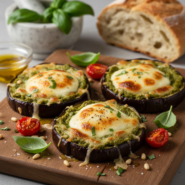 Baked Eggplant Pesto Melts recipe