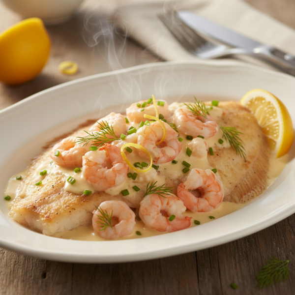 Baked Flounder with Creamy Shrimp Sauce recipe