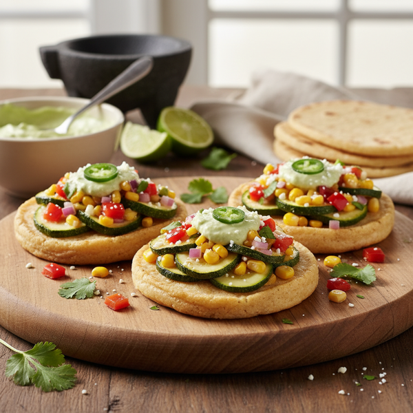 Baked Masa Sopes with Zucchini and Corn Medley recipe