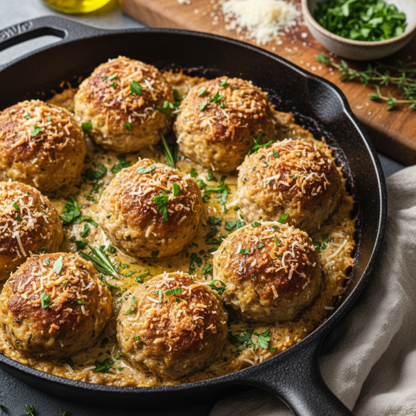 Baked Parmesan Turkey Meatballs with Fresh Herbs recipe