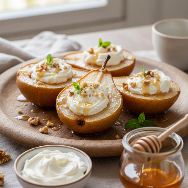 Baked Pears with Honey-Cream Cheese Topping recipe