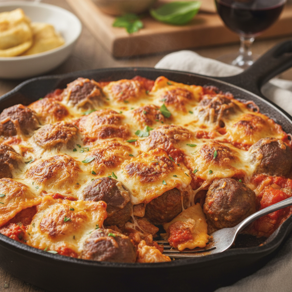 Baked Ravioli and Meatball Casserole recipe
