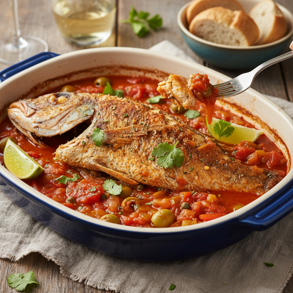 Baked Red Snapper with Veracruz-Style Sauce recipe