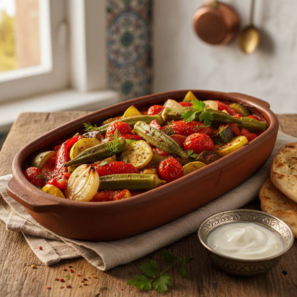 Baked Turkish Okra and Vegetable Medley recipe
