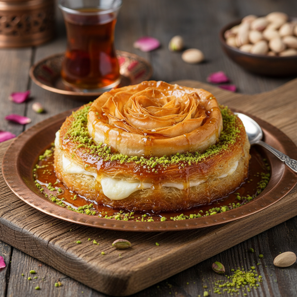 Baklava-Style Kunefe with Sweet Honey Syrup recipe