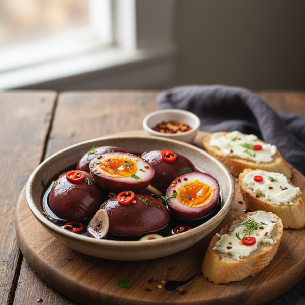 Balsamic Pickled Eggs with a Kick recipe