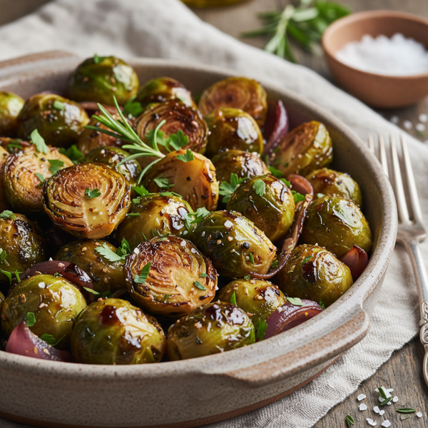 Balsamic Roasted Brussels Sprouts with Herb Infusion recipe