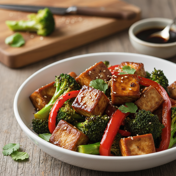 Balsamic Tofu Stir-Fry with Broccoli and Red Bell Pepper recipe
