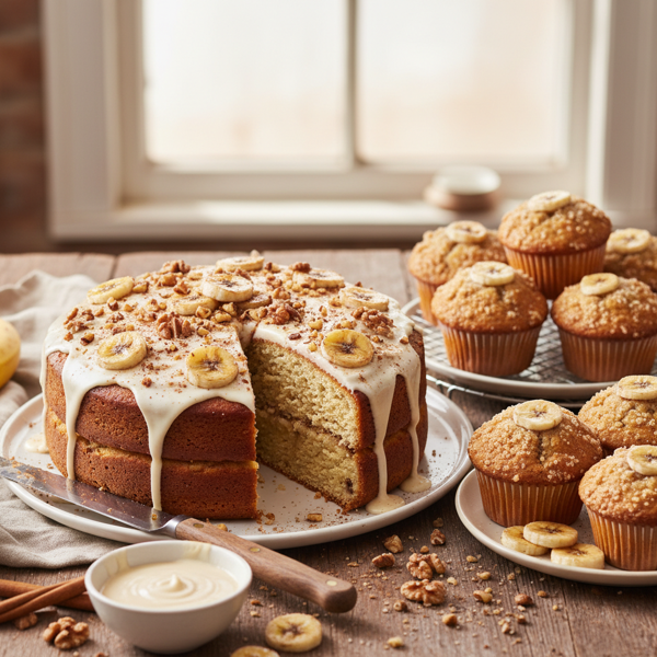 Banana Cinnamon Bliss Cake & Muffins recipe
