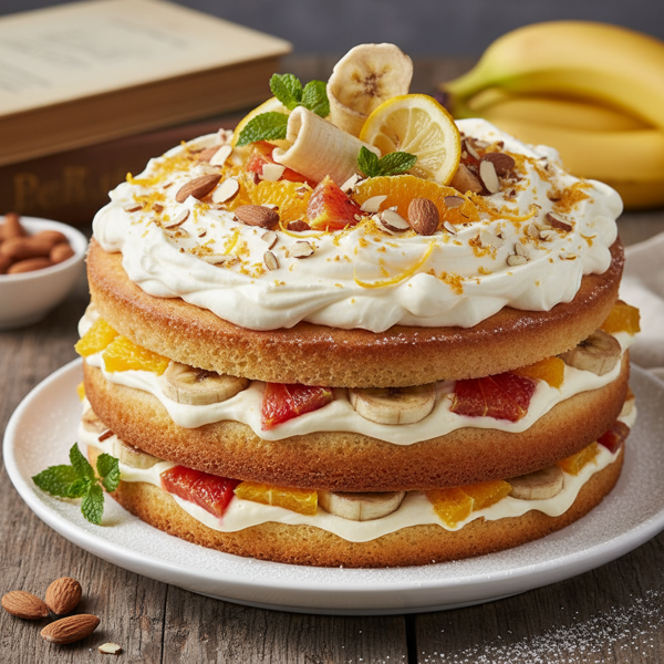 Banana Citrus Almond Delight Torte recipe