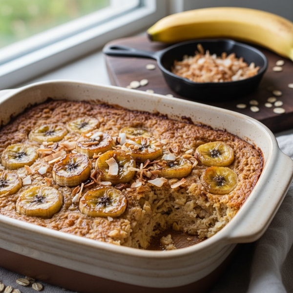 Banana Coconut Baked Oatmeal recipe