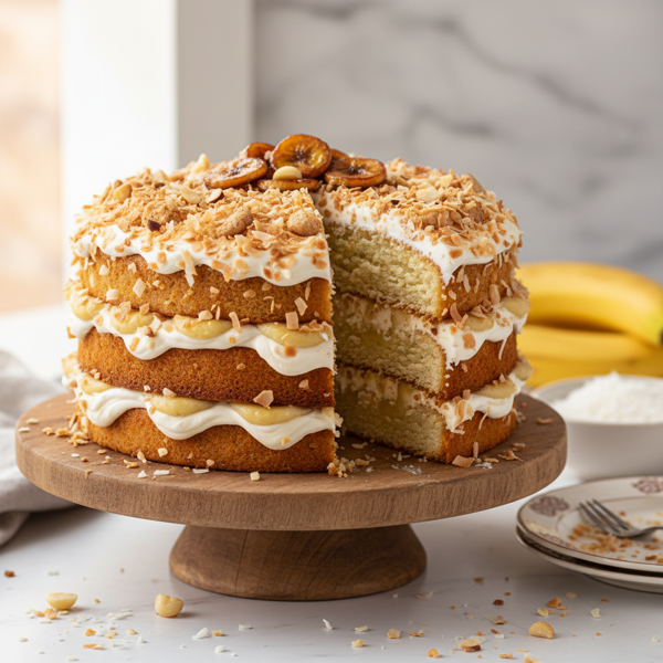 Banana Coconut Crunch Cake recipe