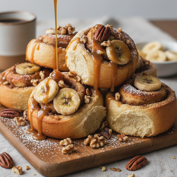 Banana Nut Caramel Breakfast Buns recipe