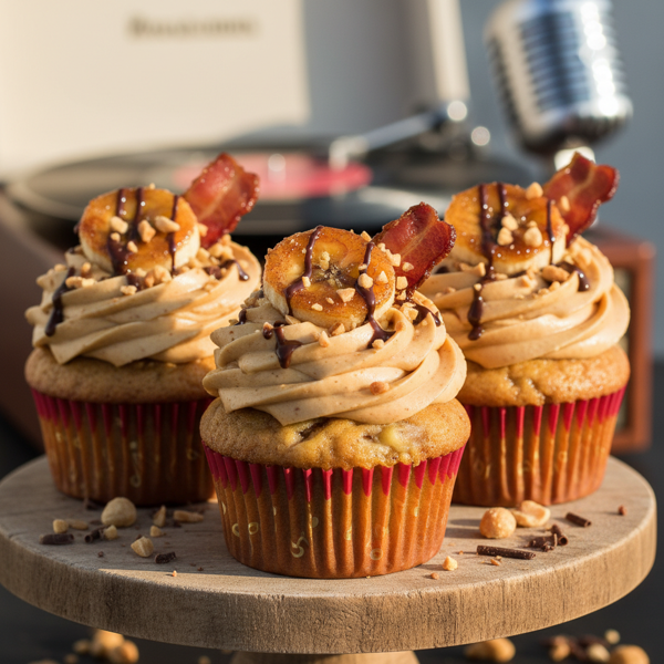 Banana Peanut Butter Elvis Delight Cupcakes recipe