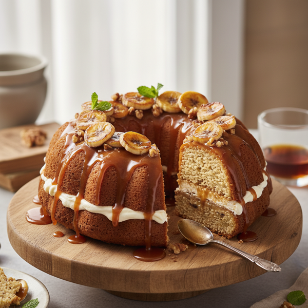 Banana Rum Caramel Delight Cake recipe