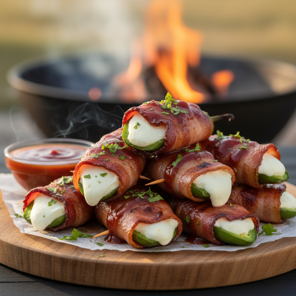 Barbecue Bacon-Wrapped Jalapeno Mozzarella Bites recipe