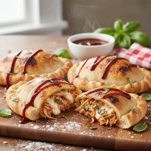 Barbecue Chicken and Basil Stuffed Calzones recipe