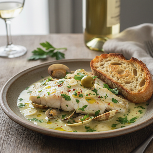 Basque-Style Hake in White Wine Sauce recipe