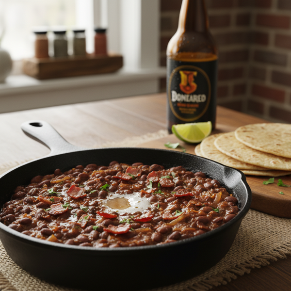 Beery Bacon Refried Beans recipe