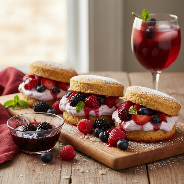 Berry-Braised Sangria Shortcakes recipe