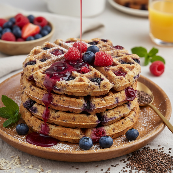 Berry-Infused Flax and Teff Power Waffles recipe