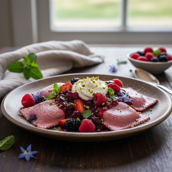 Berry Bliss Ravioli with Velvety Compote recipe