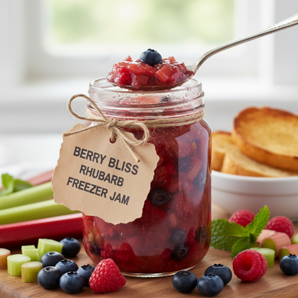 Berry Bliss Rhubarb Freezer Jam recipe