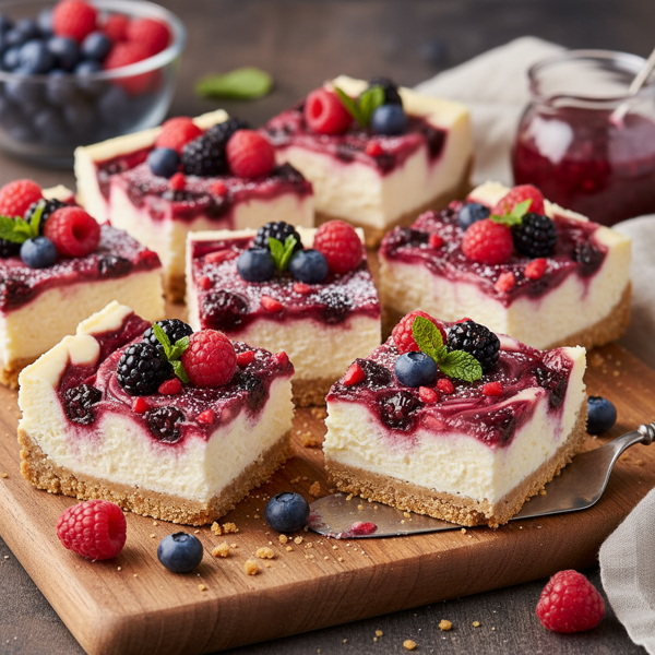 Berry Swirl Cheesecake Bars recipe