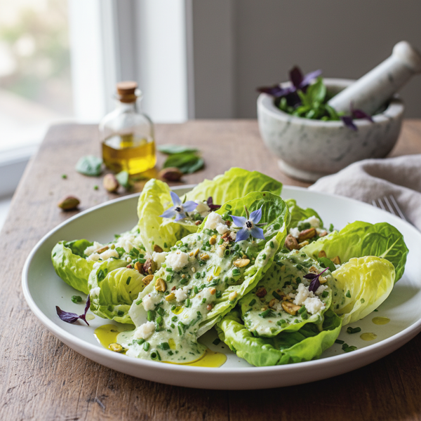 Bibb Lettuce Salad with Basil-Infused Green Goddess Dressing recipe