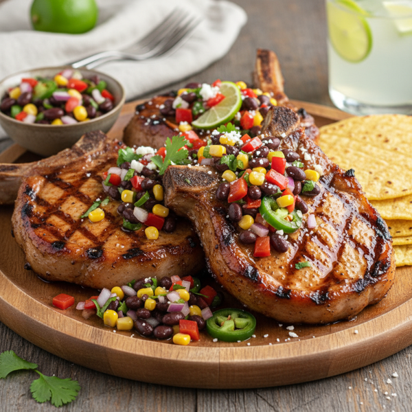 Black Bean Salsa Pork Chops recipe