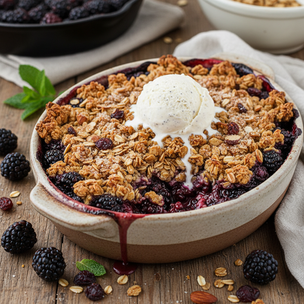 Blackberry Crunch Cobbler with Granola Oatmeal Topping recipe