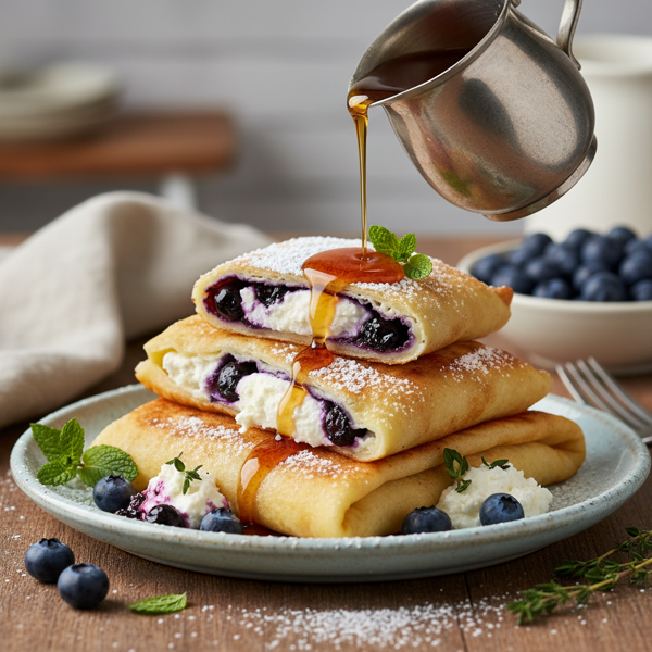 Blueberry-Stuffed Blintzes with Cream Cheese Filling recipe