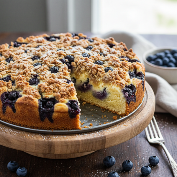 Blueberry Cream Cheese Streusel Cake recipe