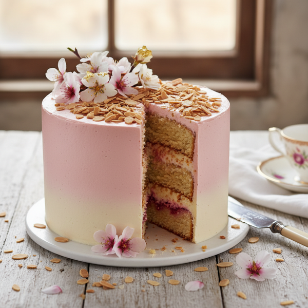 Blushing Almond Delight Cake recipe