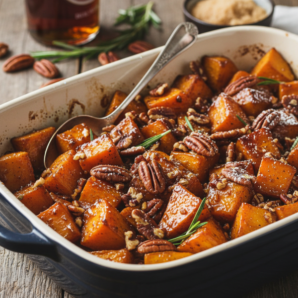 Bourbon Glazed Sweet Potatoes with Pecans recipe