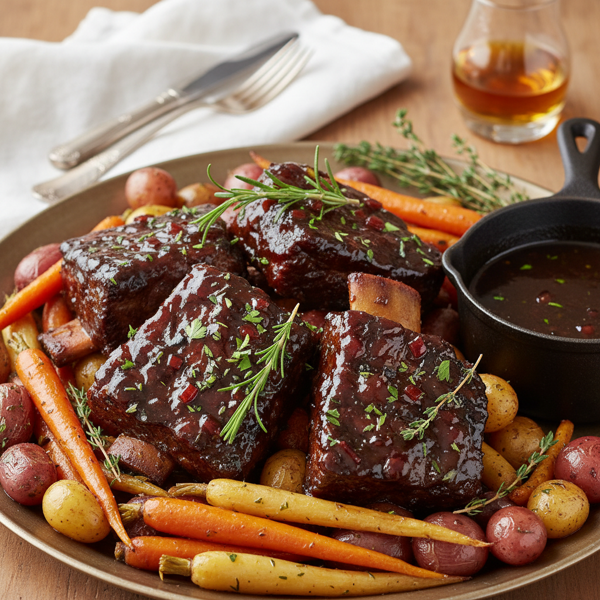 Bourbon & Herb Slow-Cooked Braised Beef Ribs recipe